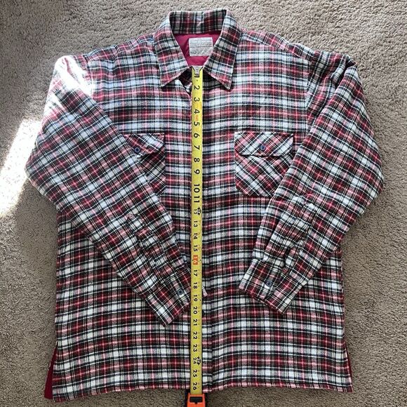 Back Packer Quilted Flannel Shirt Jacket – Red Plaid Shacket – Size L – Vintage - Picture 5 of 7